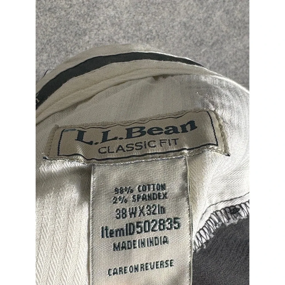 LL Bean Mens Classic Fit Corduroy Pants Charcoal Gray Stretch 38x32 ID502835